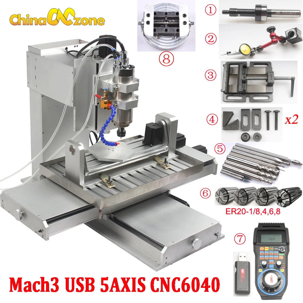 Для металла CNC 6040 5 осевой фрезерный станок с ЧПУ гравировальный 2 кВт