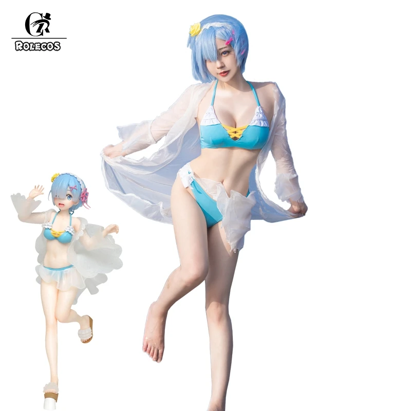 Женский купальный костюм ROLECOS Re Zero Rem с аниме Start Life in other World для косплея бикини| |