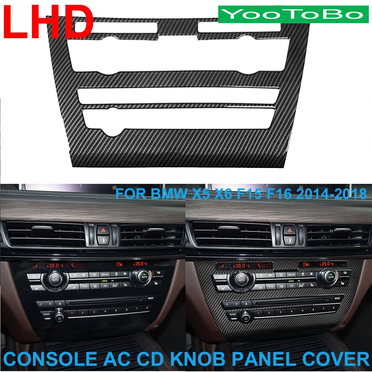

LHD Car Styling Real Carbon Fiber Console AC Air Conditioner CD Player Knob Cover Panel Trim For BMW X5 X6 F15 F16 2014-2018