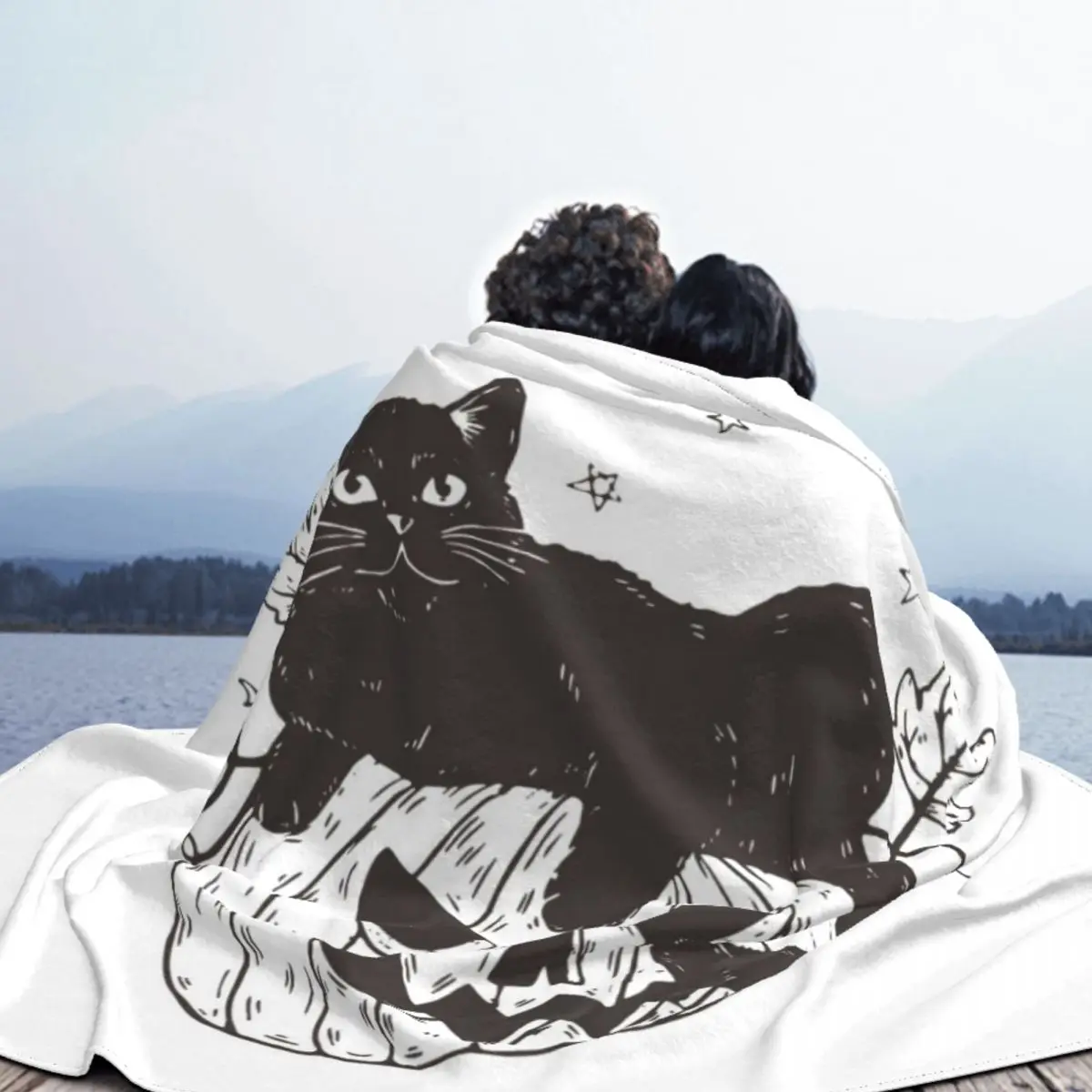 Кот с тыквой на Хэллоуин одеяла фланелевые осенне-зимние комнатные тапочки