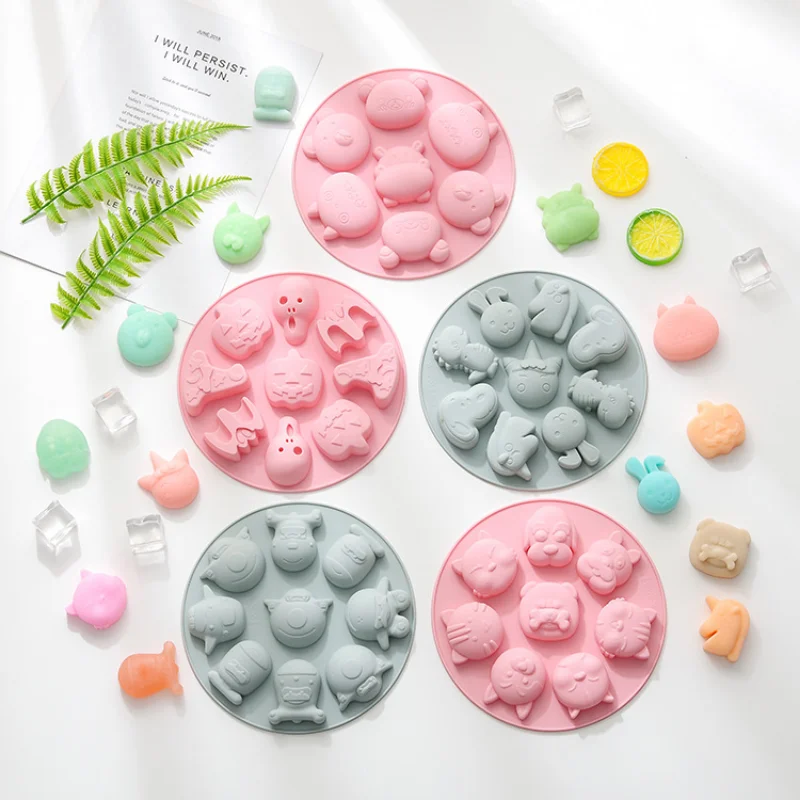 

Baby Food Supplement Mold Steamed Cake Baking Biscuit Cake Cartoon Animal Halloween Silicone Tool Oven Household Kitchen Mold