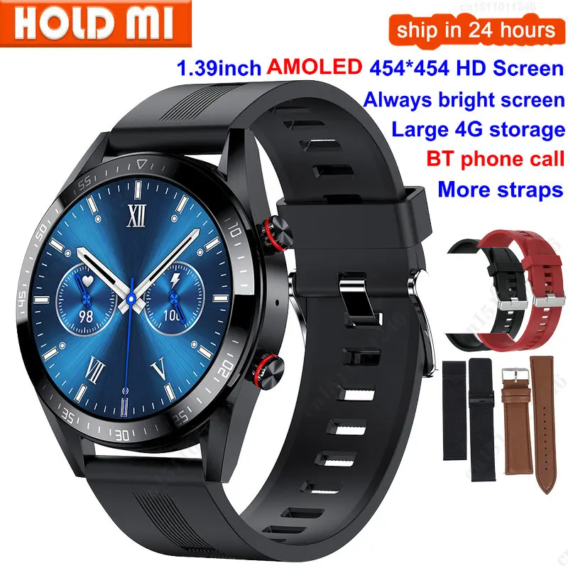 

Smart Watch Men AMOLED 454*454 1.39inch HD Screen BT Call Music Playback Sport Heart Rate Monitor Smartwatch IOS Android VS KK70