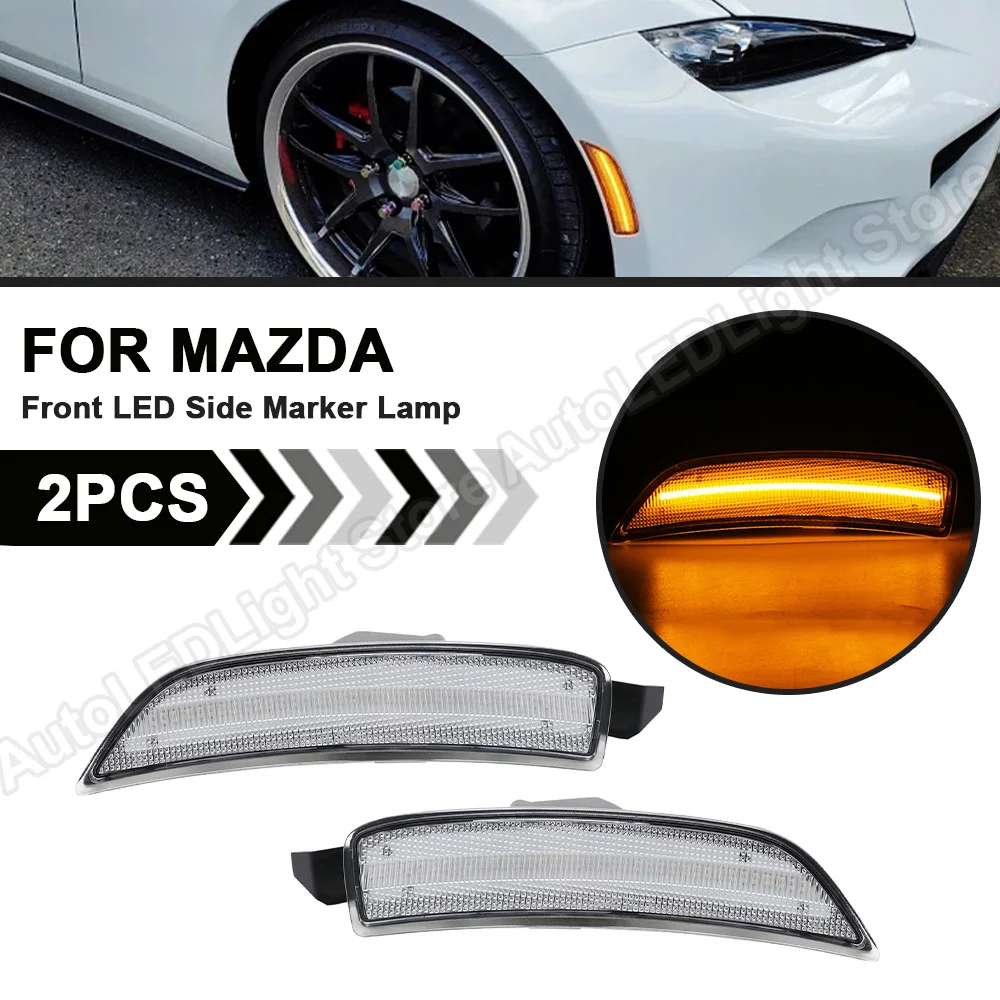 

Для 2016 2017 2018 2019 2020 2021 Мазда Miata Mx-5 ND спереди Светодиодный Боковой габаритный фонарь крыло переднего бампера лампы светильник прозрачные линз...