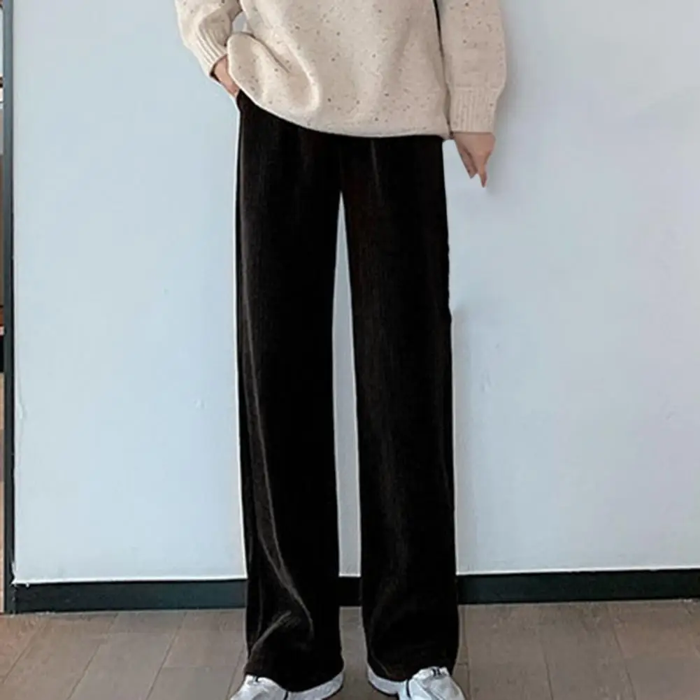 

Solid Color Excellent Straight Leg Office Lady Pants Womenswear Women Pants High Waist for Outdoor