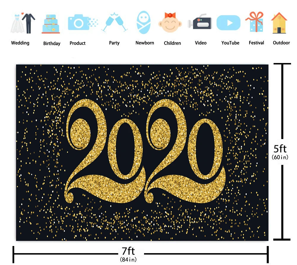 Class of 2020 Party Black Blackboard Gold New Year Backdrop Decoration Holiday Graduation Portrait Photo Studio Props | Электроника