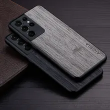 Case for Samsung Galaxy S21 Ultra Plus FE 5G funda bamboo wood pattern Leather cover Luxury coque for galaxy s21 ultra case capa