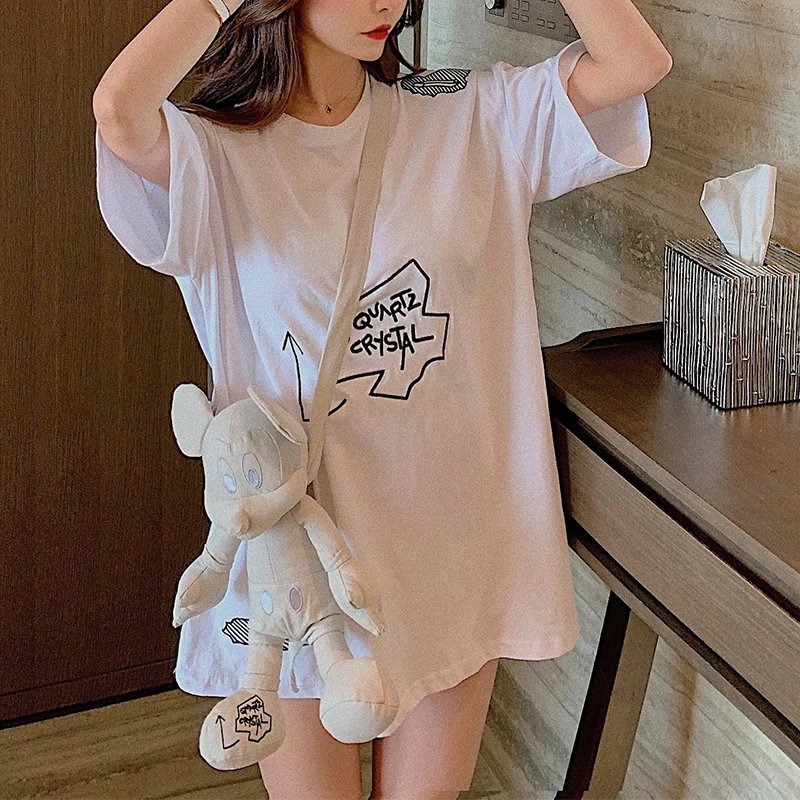 Популярная в Интернете Женская кукольная сумка длинная футболка с вышивкой