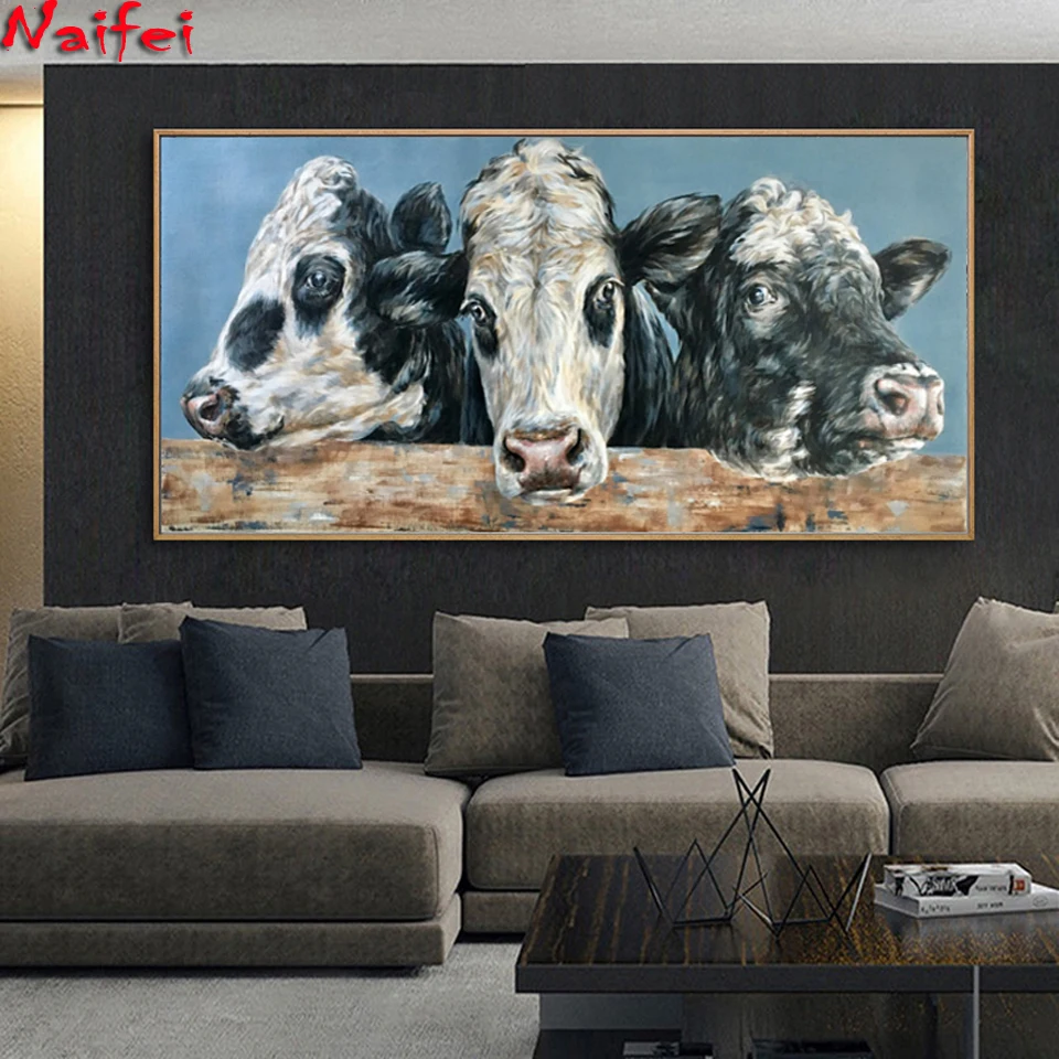 

large size Abstract Animal diy 5d diamond painting Colorful Cow embroidery Painting square/round diamond mosaic Decor Pictures