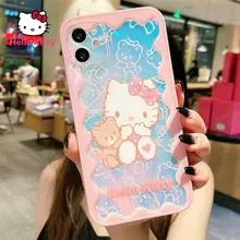 Hello Kitty case for iPhone 13/13Pro/13Promax/13min/X/XR/XS/XSMAX/11/12Pro/12mini Phone Ultra-thin Painted Blu-ray Case Cover