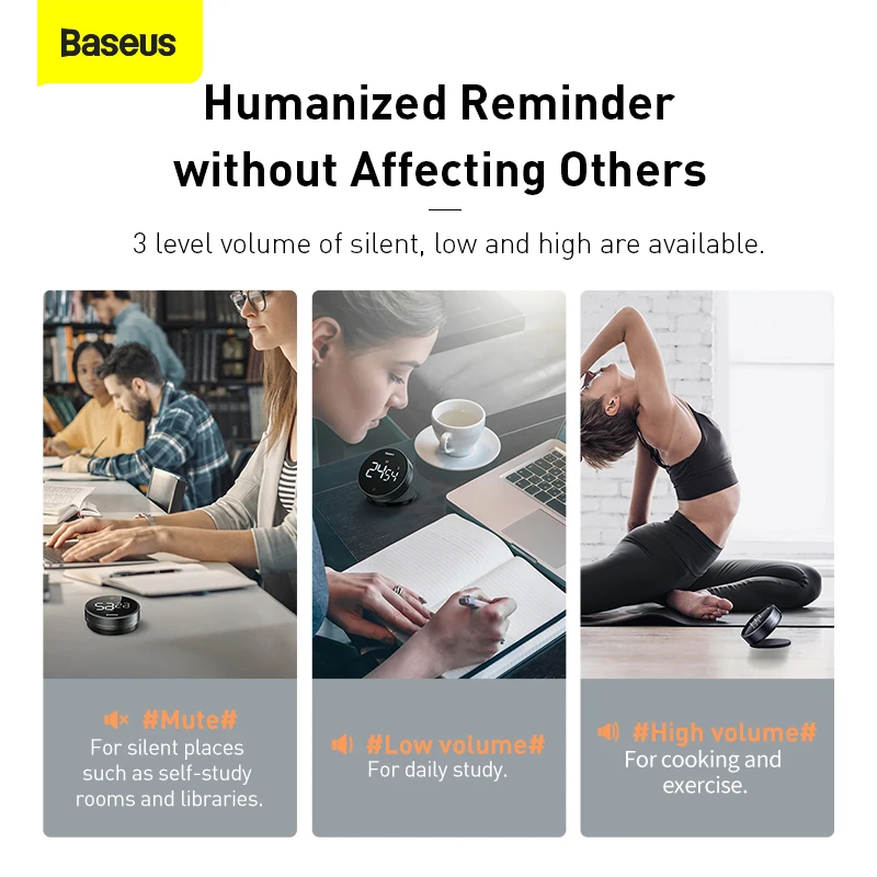 Магнитный кухонный таймер Baseus цифровой будильник для приготовления пищи