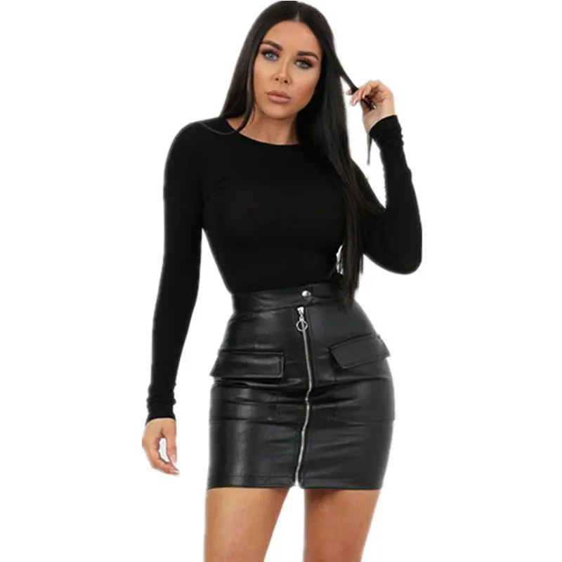 Black Bodysuit With Body For Women 2019 Autumn Long Sleeve Bodycon Playsuit Rompers Jumpsuit Shorts Club Sexy Romper Ladies | Женская