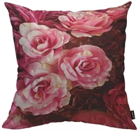 hosnye roses throw pillow cushion covers red and pink beautiful fabric decorative square accent pillow case 18 x18 inch