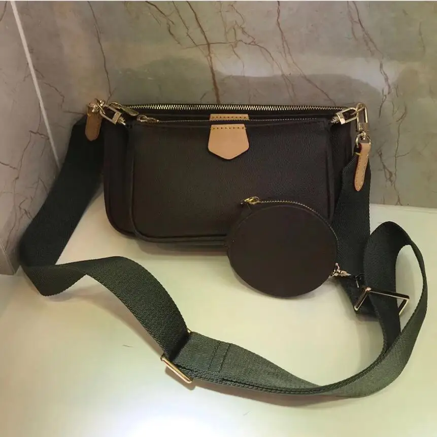 

Luxury brand three-in-one mahjong bag 2021 new shoulder bag messenger bag wide shoulder strap flower bag three