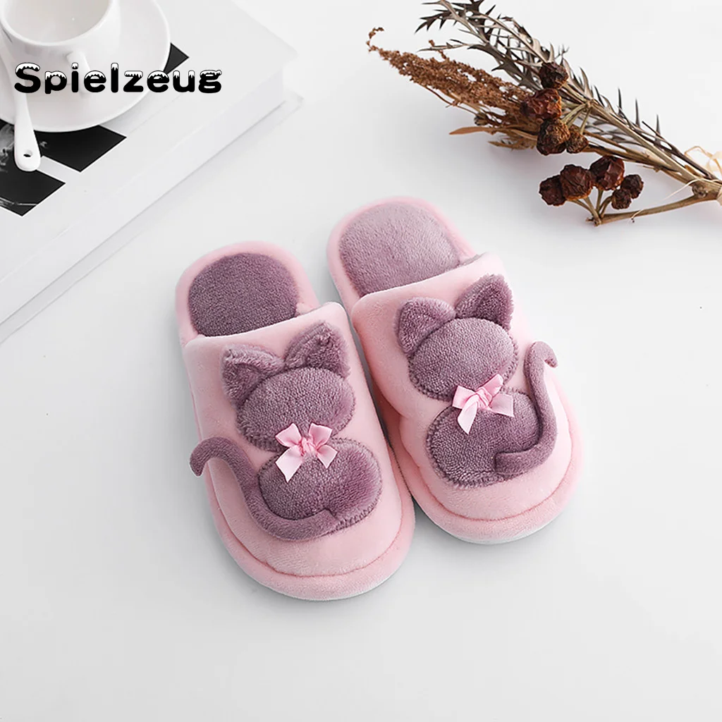 Детская обувь зимняя детская для малышей милые домашние тапочки с рисунком кота