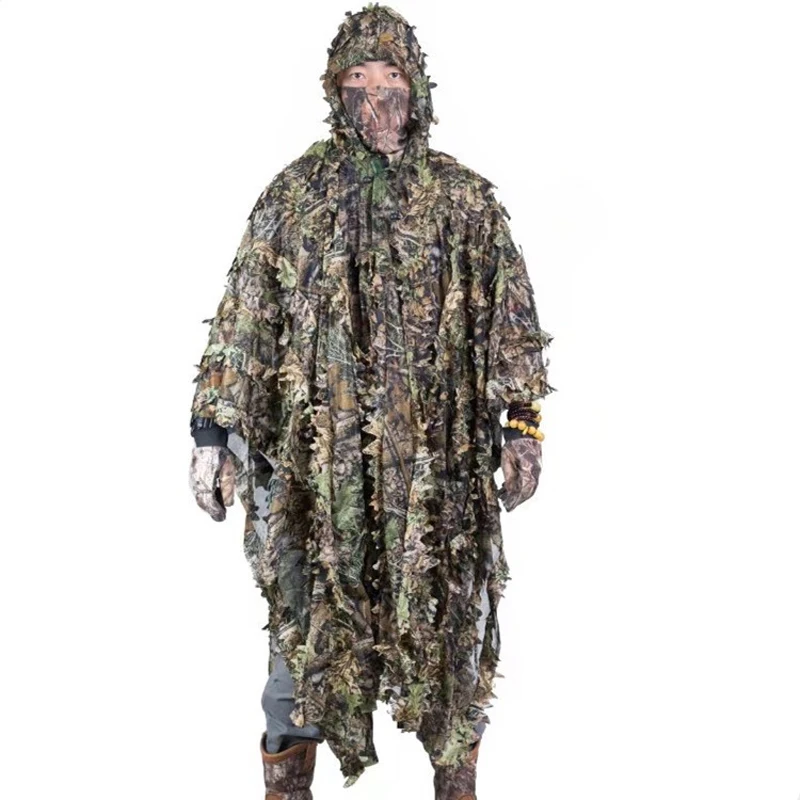 

3D Hunting Ghillie Suit Sniper Birdwatch Airsoft Camouflage Army Tactical Maple Leaf Bionic Fishing Bird watching Jacket Clothes