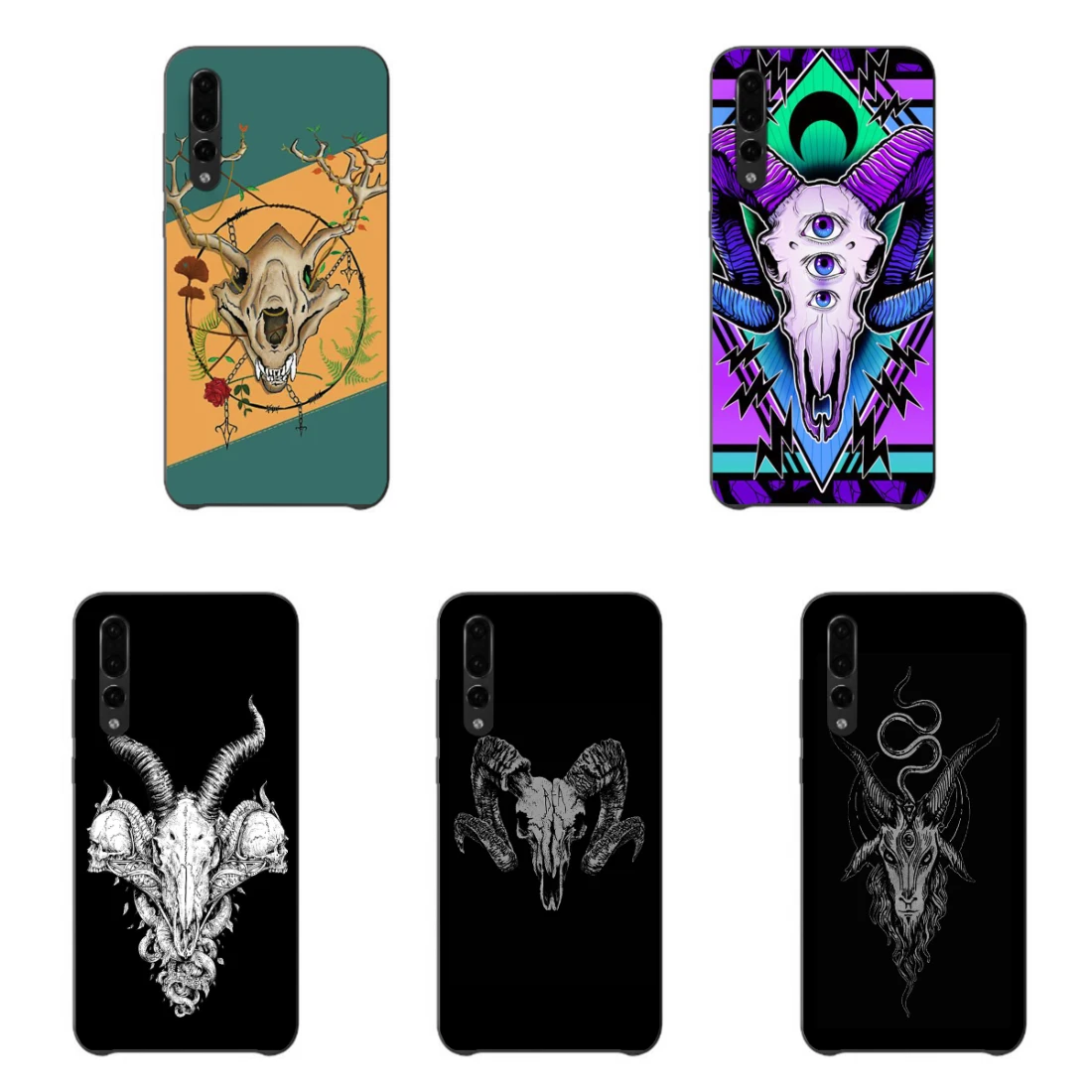 

Ram Skull Phone Case TPU Fashion Sotf Silicone Black for Huawei P40 P30 P20 Lite P10 P9 P8 Series Aesthetic Huawei P30 Lite Case