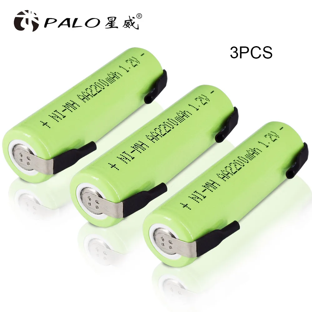 3 pcs PALO 1,2 V AA батарея 2200mAh электронная сигарета перезаряжаемая NiMH батарея питания для электронной сигареты фонарик игрушки разрядка - Цвет: 3 pcs