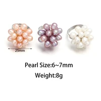 hot sale pearl ring natural freshwater pearl adjustable ring flower shaped for mode women romantic gift