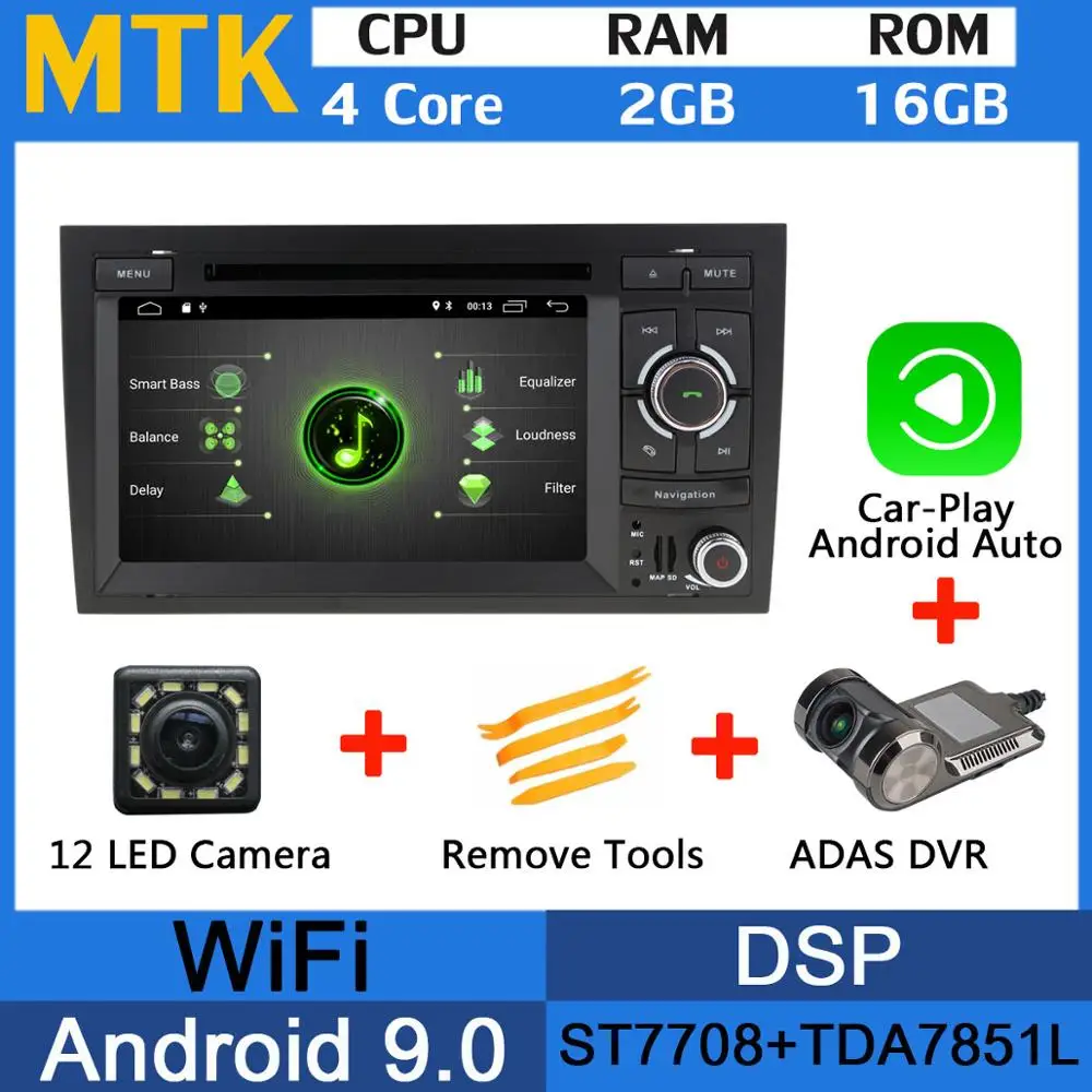 MTK-CarPlay ADAS PX6 Восьмиядерный Android 9,0 4G+ 64G 5 USB для Audi A4 2002-2008 S4 RS4 B9 B7 SEAT EXEO 2009-2012 автомобильный радиоприемник стерео gps навигация - Цвет: MTK-CarPlay ADAS