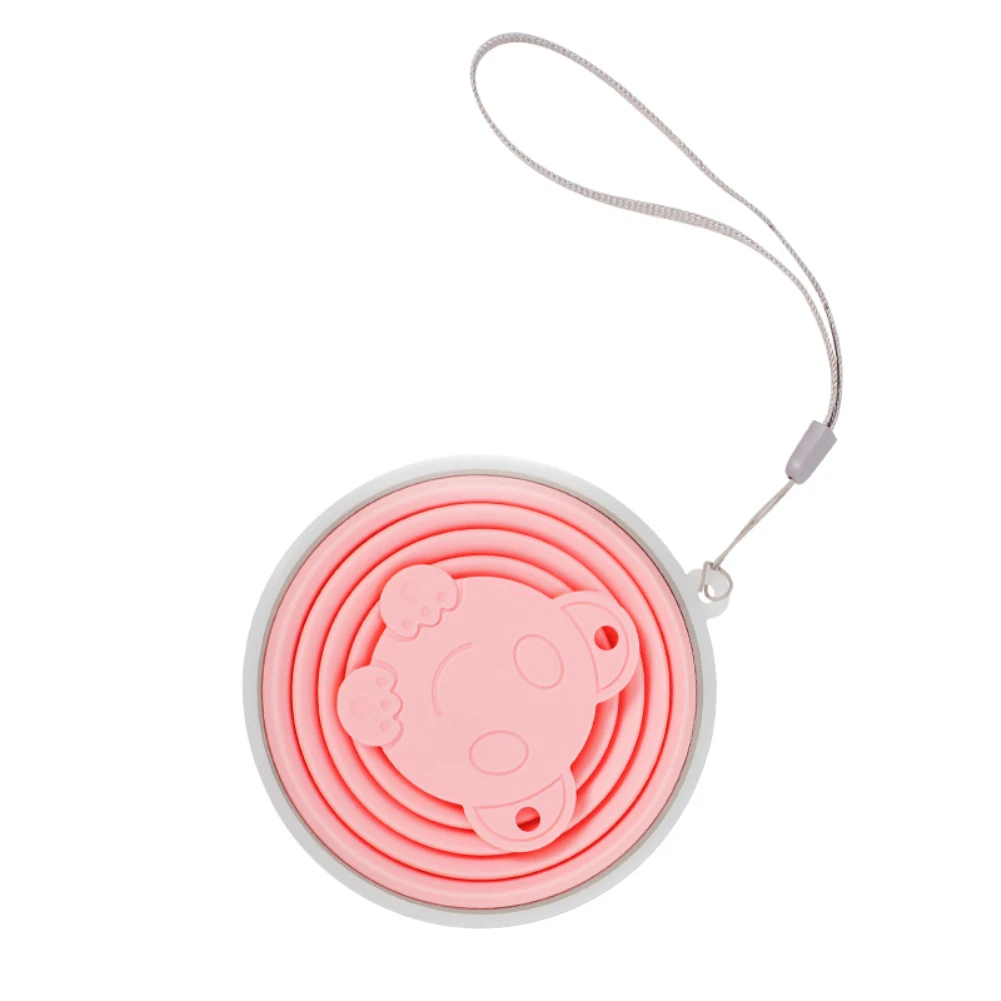 

Cute Bear Silicone Foldable Water Bottle Cup with Lanyard / Dustproof Cover Lid Outdoor Coffee Tea Milk Cups Travel Drinkware