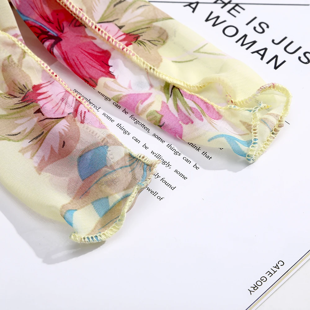 Цветочный принт марля шарф для волос бант резинки конский хвост держатель женщин