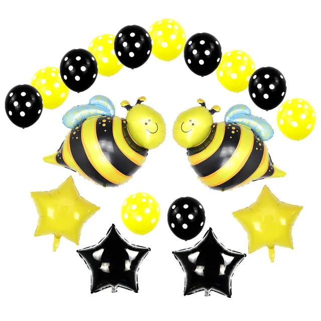 18pc bee set KAMMIZAD воздушные шары из фольги в виде пчелы белый/желтый латексные шары набор пчелы домашнее животное День рождения украшение свадьбы/Хэллоуин/Рождество - Цвет: 18pc bee set