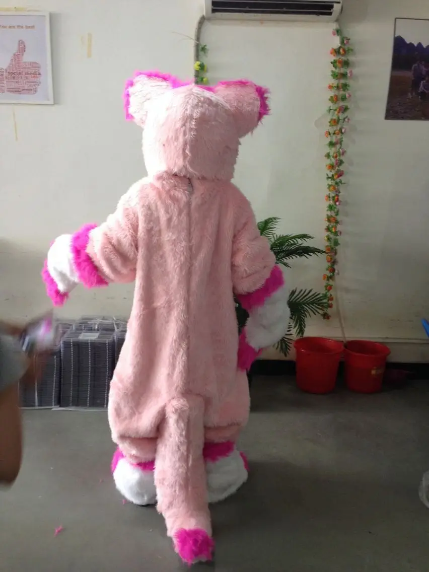 Индивидуальный розовый костюм хаски волка животного на Хэллоуин Рождество день