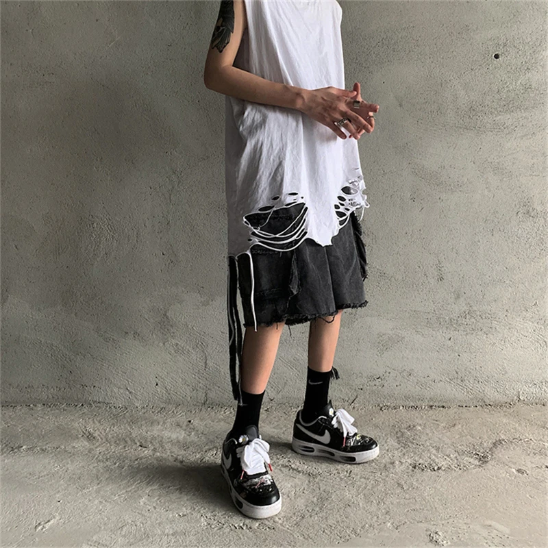 

Rainbowtouches High Street Half Pants Men Popular Logo Function Ribbon Cargo Shorts Casual Loose Bare Shorts Large Men Shorts