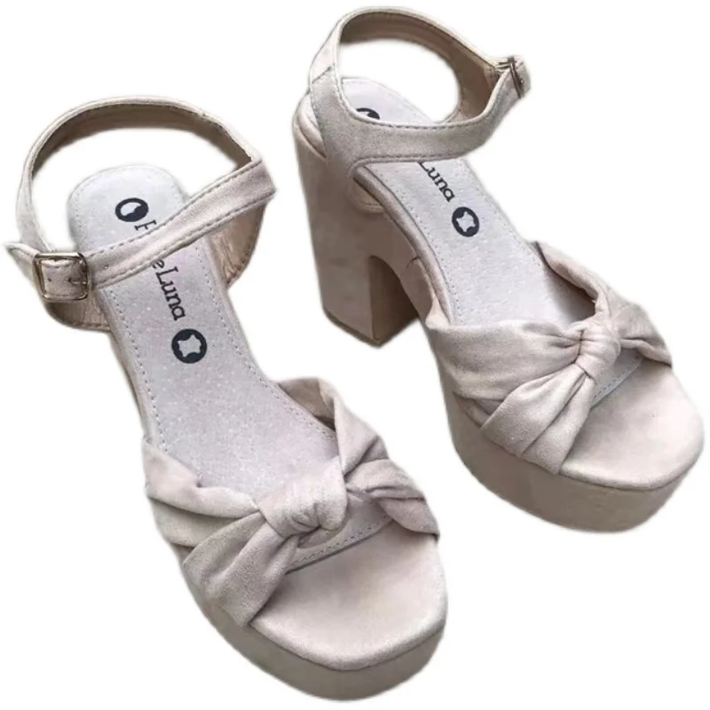 

2021 Summer Large Size Sandals Elastic Band Strappy Heels Open Toe Black Shoes for Women Muffins shoe Buckle All-Match Clogs Wed