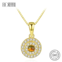 doteffil brand 925 sterling silver fine jewelry necklace for women sparkling round pendant necklace real silver box chain bijoux