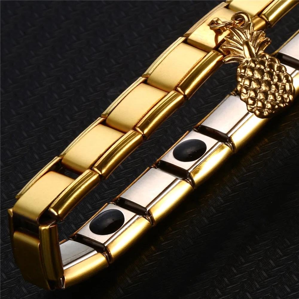 Новый дизайн эластичные Нержавеющая сталь здоровья браслет с германием терапии