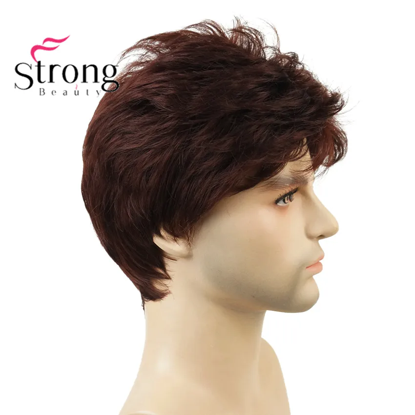StrongBeauty темно-коричневый парик мужские короткие синтетические волосы парики выбор цвета - Цвет: 33 Auburn