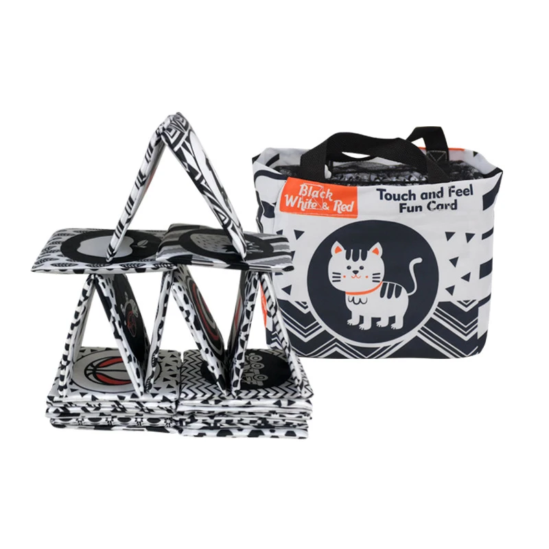 

Black White Soft Flash Cards with Cloth Storage Bag Baby Non Toxic Fabric Contrast Visual Stimulation Sensory Montessori Toys