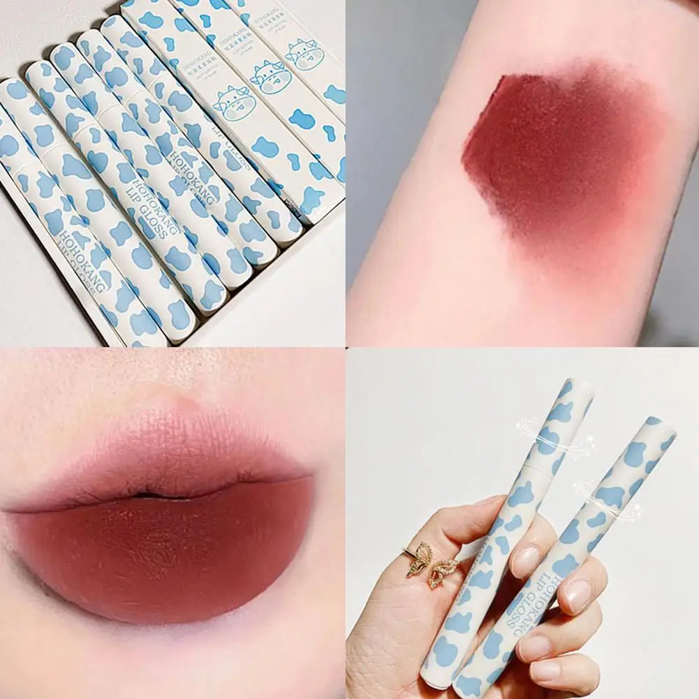 

Velvety Matte Lip Glaze Lipstick Long Lasting Nonstick Cup Not Fade Makeup For Girl Women Student Parity Lipstick Red Brown