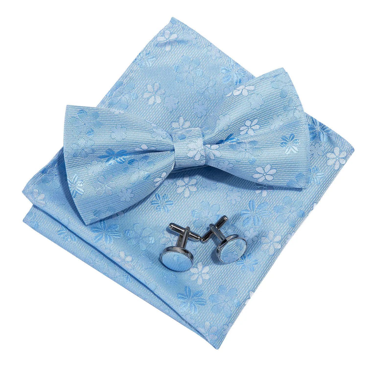 Модный Синий Шелковый мужской галстук бабочка цветочный Бант карманные