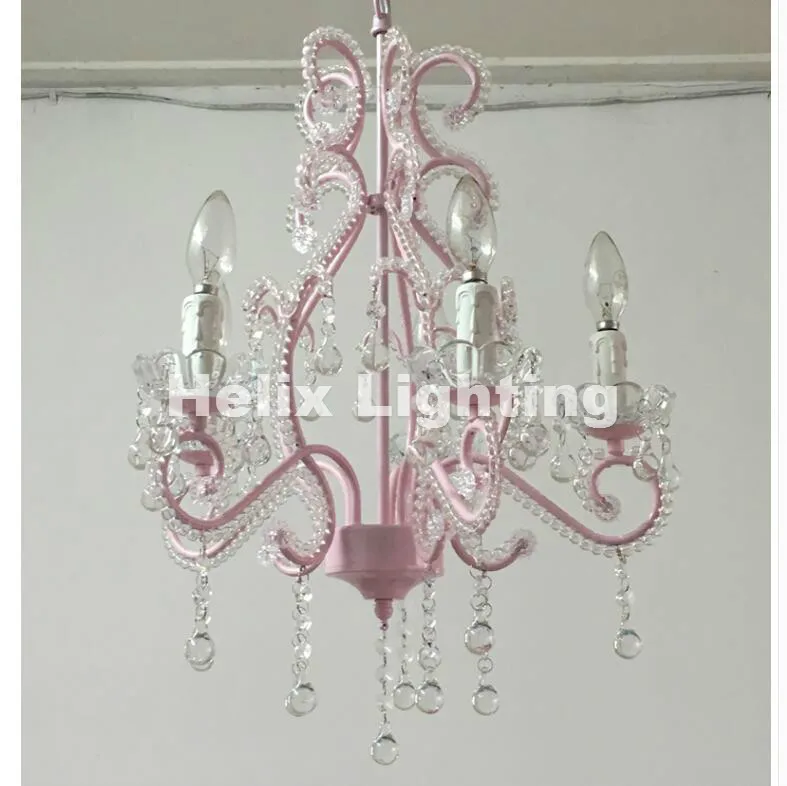 

Free Shipping Art deco Pink Chandelier Mixed color White Color E14 LED Living Room Candle Lamps luxury Acrylic Crystal Lighting