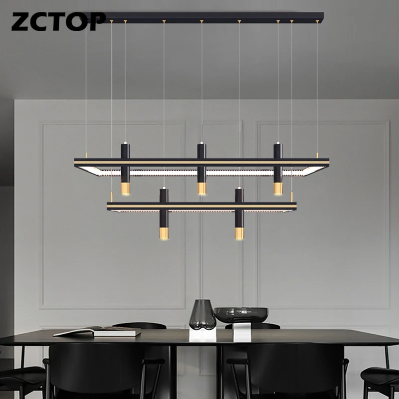 

Black&Gold LED Pendant Light for Living Dining Room Bedroom Home Indoor Hanging Chandeliers Pendant Lamp Lustre Fixtures AC 220V