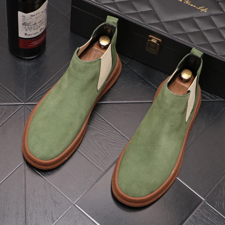 

men's half boots Warm Casual Slip-On Suede New Tide Shoes for Man Ankle Chelsea Boots Men Zapatos De Vestir Hombre G-133