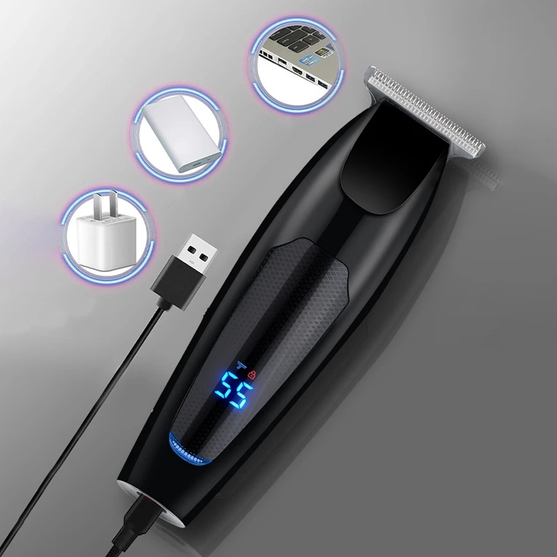 

Electric Hair Clipper USB Rechargeable Professional Hair Barber Haircutter LED Display Digital with 5 Limit Combs