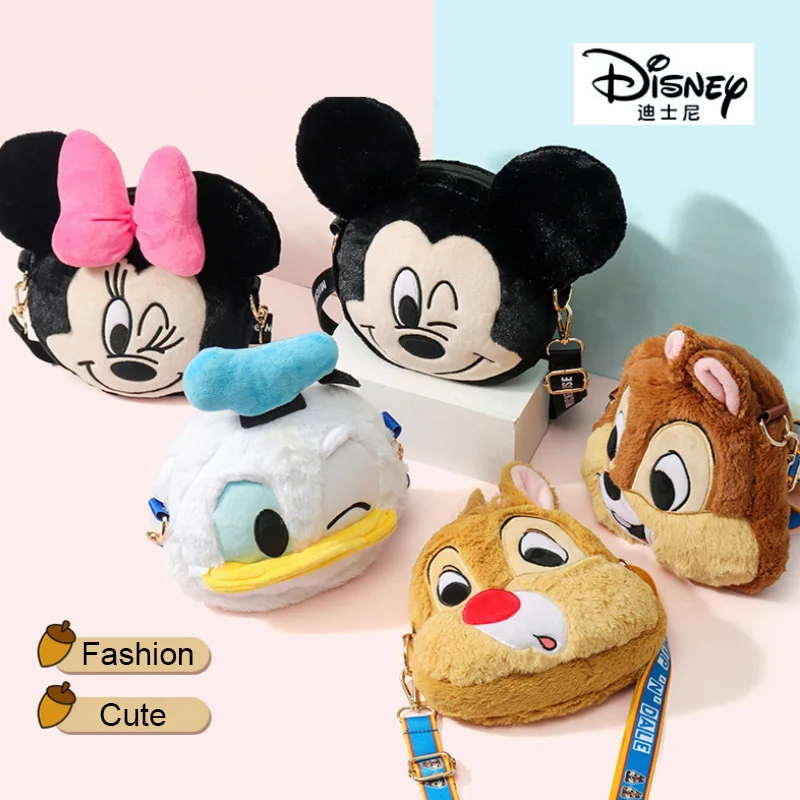 

Disney New Mickey Bag Donald Duck Mini Bag Female Minnie Messenger Bag Shoulder Bag Chip Cartoon Cute Plush Bags Losto Paquete