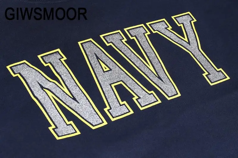 

for men brand Men Sweatshirts Navy Vintage Loose Sweatshirt Streetwear Oversize Reflective Letter Clothing Crewneck Pullover