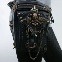 norbinus leather rivet women drop leg bag steampunk retro rock waist belt bag men motorcycle crossbody shoulder bags phone pouch