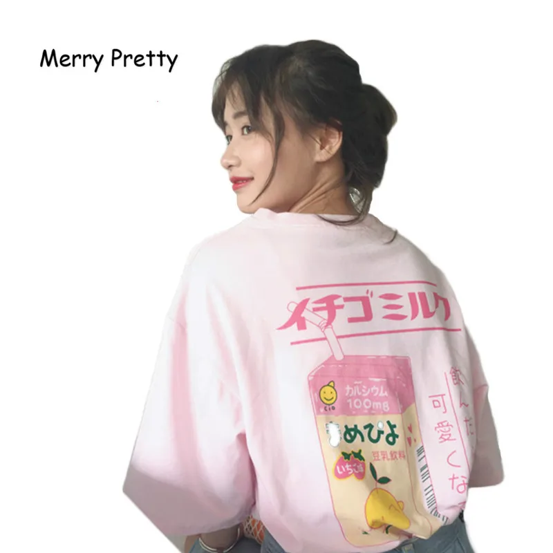 Kawaii фруктовый сок хлопковая Футболка женские Топы Harajuku Японская Мода Топ 2020
