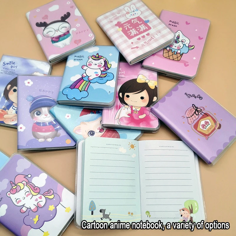 

4pcs pack Color Mini Journals Notebook Cartoon Anime Notepad Child Notebooks For School 102x72mm Kawaii child Stationery Diary