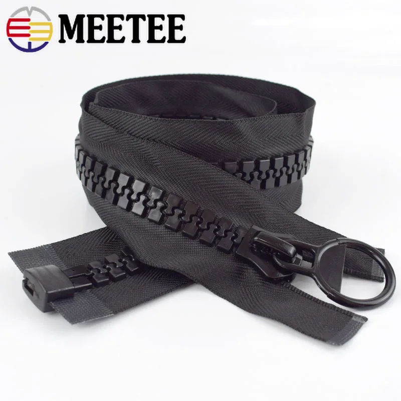 Meetee 20#60/75/80/100/150/200 см очень большой смолы на молнии белого и черного цвета с открытым концом для курток и пальто с карманами на молнии слайдер аксессуар