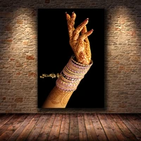 make up hand print canvas painting gold jewelry posters and prints cuadros wall art pictures home decoration mural