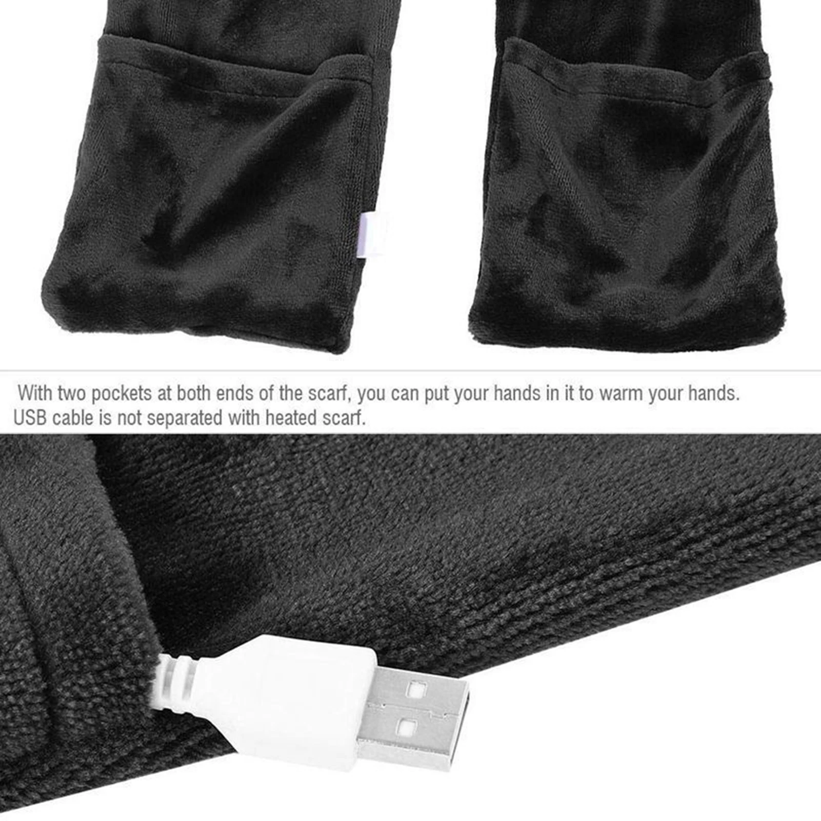 

Rechargeable Heated Scarf New 2020 Winter Unisex USB Heating Neckerchief Plush Collar Fast Heating Skin-friendly Heating Scarf