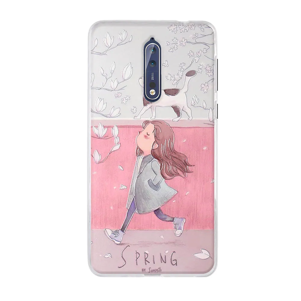 Чехол для Nokia 8 Ультратонкий Мягкий силиконовый чехол из ТПУ 5 3 дюйма с цветочным