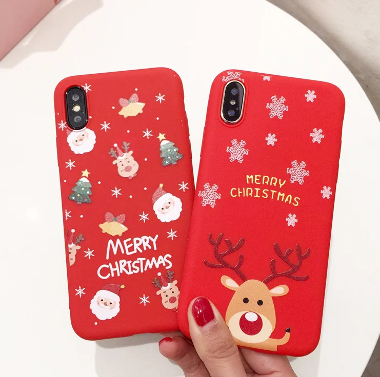 Для iPhone XS 11Pro Макс XR X 10 8 7 6 S Plus чехол накладка из мягкого ТПУ с Рождественские