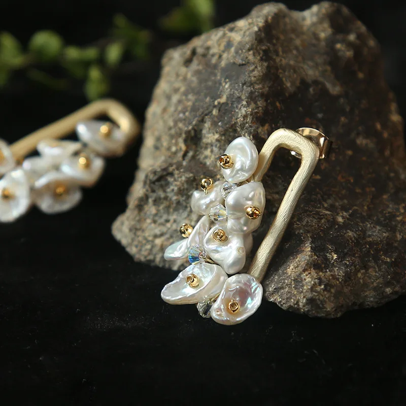 

UBESTNICE S925 Needle Irregular Natural Freshwater Pearls Drop Earrings Gold Filled Gemotric Trendy Earring Fine Jewelry